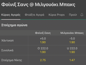 Bucks Suns NBA Bet365