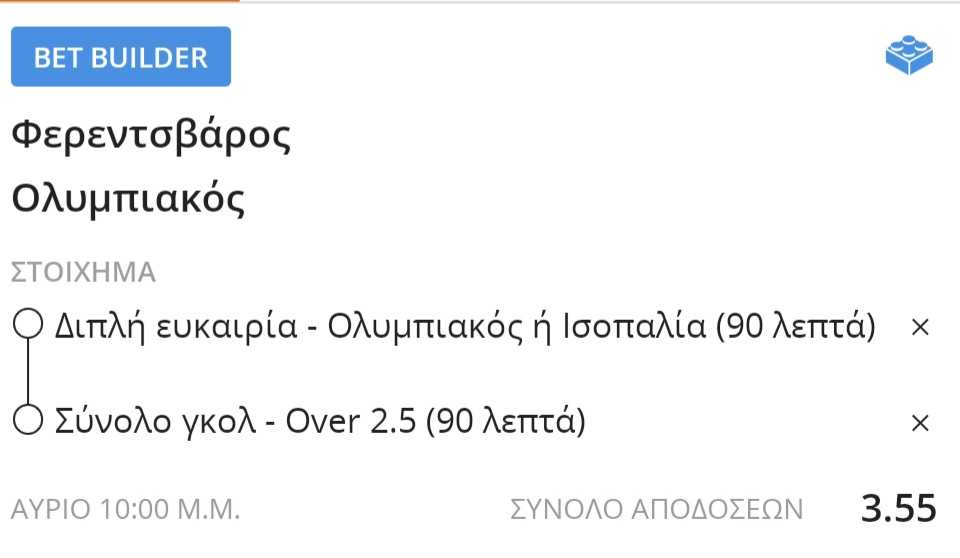 Ferencvaros Olympiakos Bet Builder*