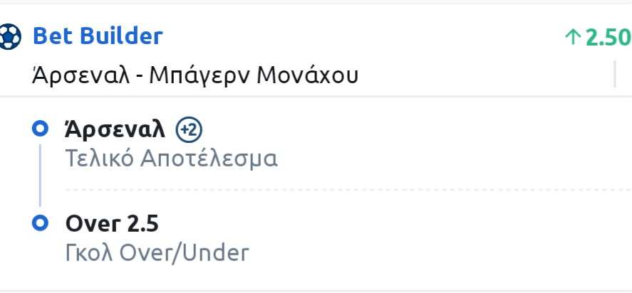 Arsenal Bayern Bet Builder*