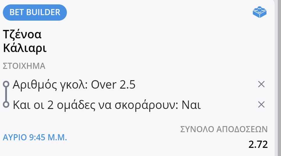 Genoa Cagliari Bet Builder*
