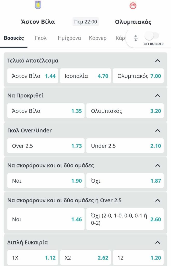 Aston Villa Olympiakos Novibet