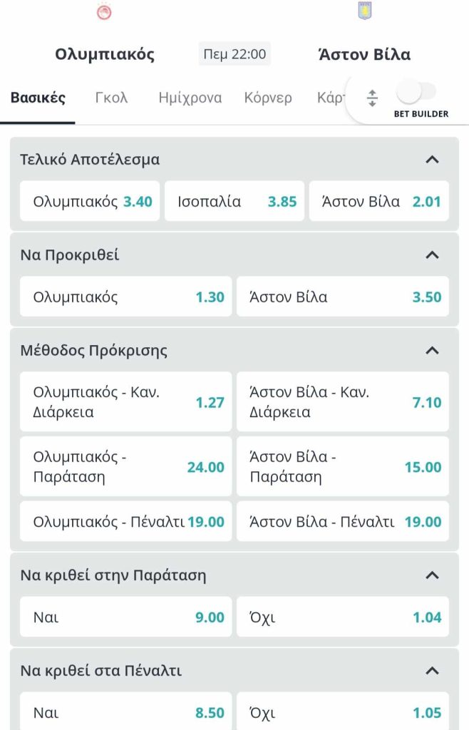Olympiakos Aston Villa Novibet