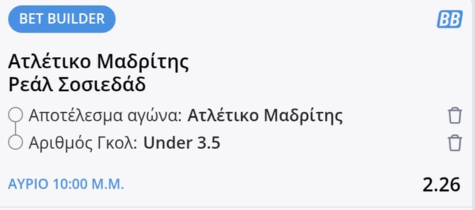 Atletico Madrid Sosiedad Bet Builder*