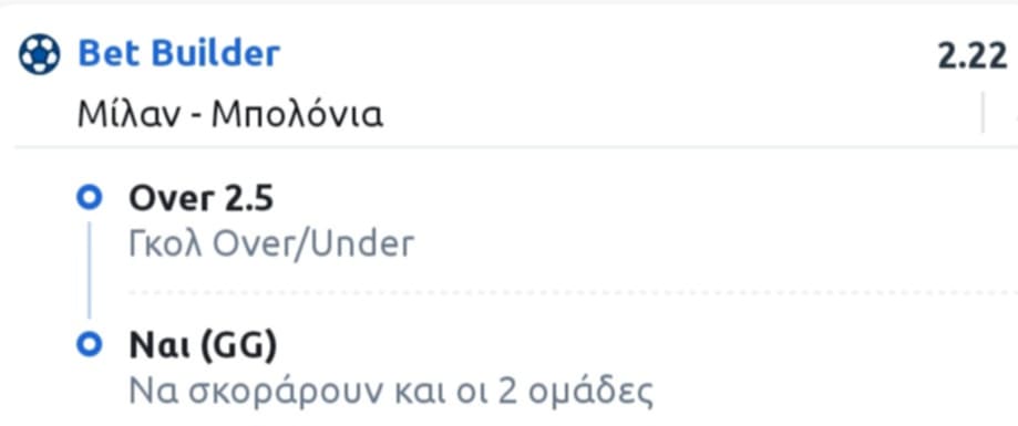 Milan Bologna Bet Builder*