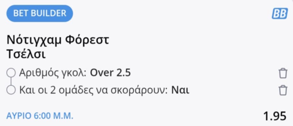 Nottingham Chelsea Bet Builder*