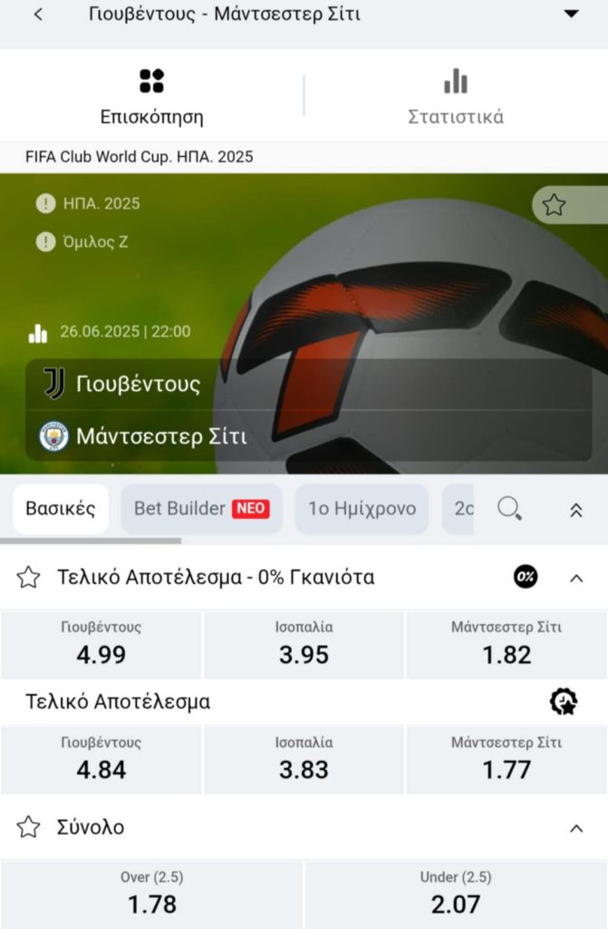 Juventus Manchester City 0% γκανιότα