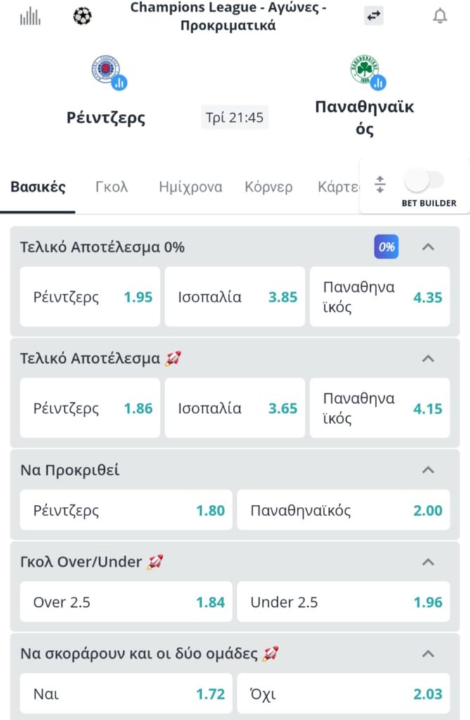 Rangers Panathinaikos Novibet