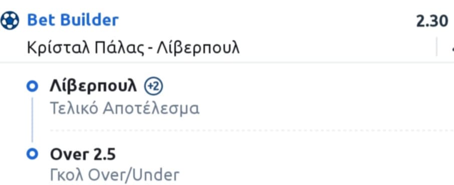 Crystal Palace Liverpool Bet Buider*