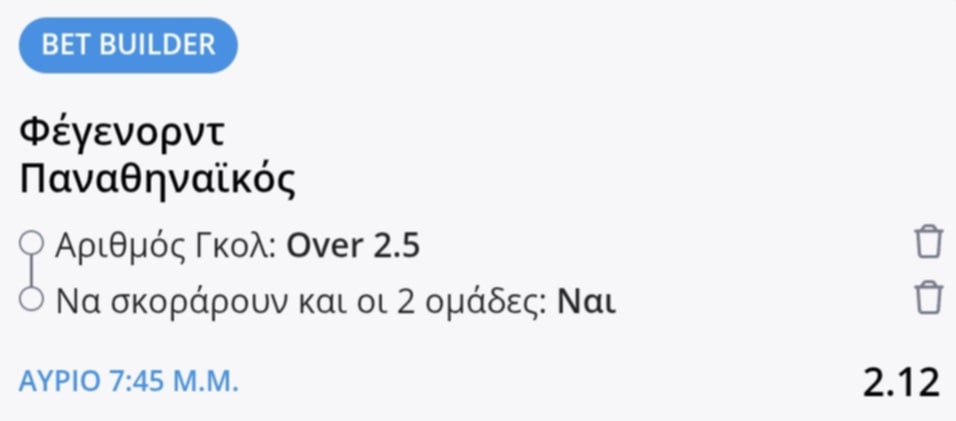 Feyenord Panathinaikos Bet Builder*