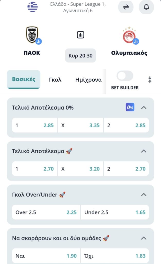 PAOK Olympiakos Novibet