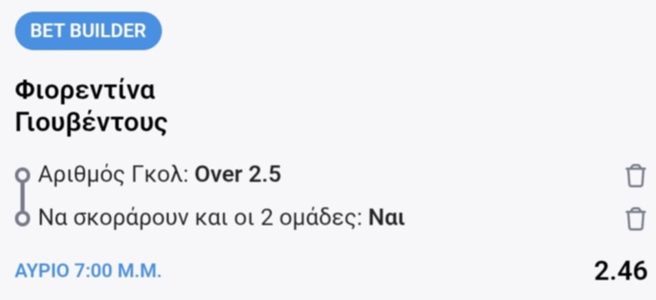 Fiorentina Juventus Bet Builder*