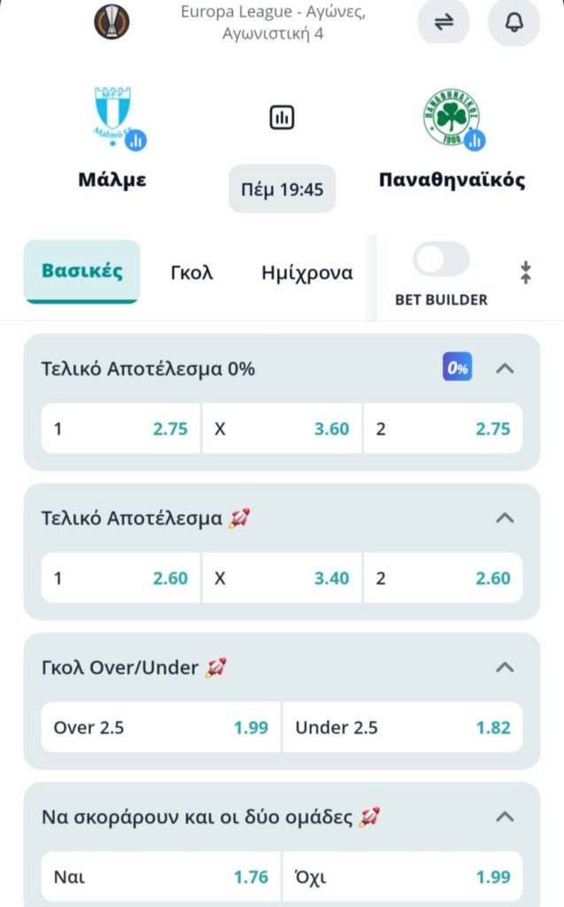 Malmo Panathinaikos Novibet