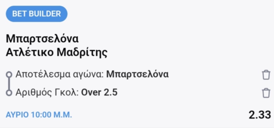 Barcelona Atletico Madrid Bet Builder*