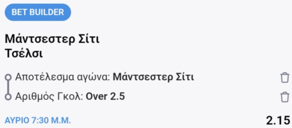 Manchester City Chelsea Bet Builder*