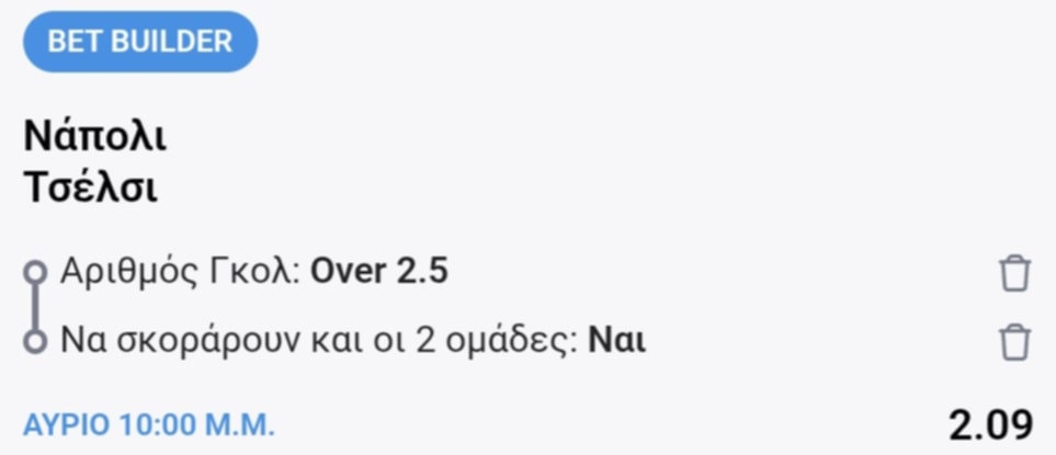 Napoli Chelsea Bet Builder*