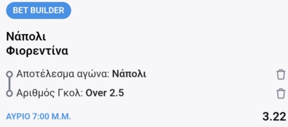 Napoli Fiorentina Bet Builder*