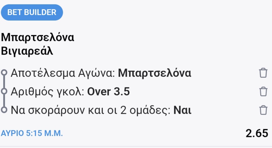 Barcelona Villareal Bet Builder*