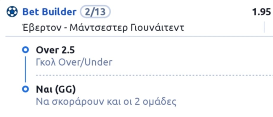 Everton Manchester United Bet Builder*