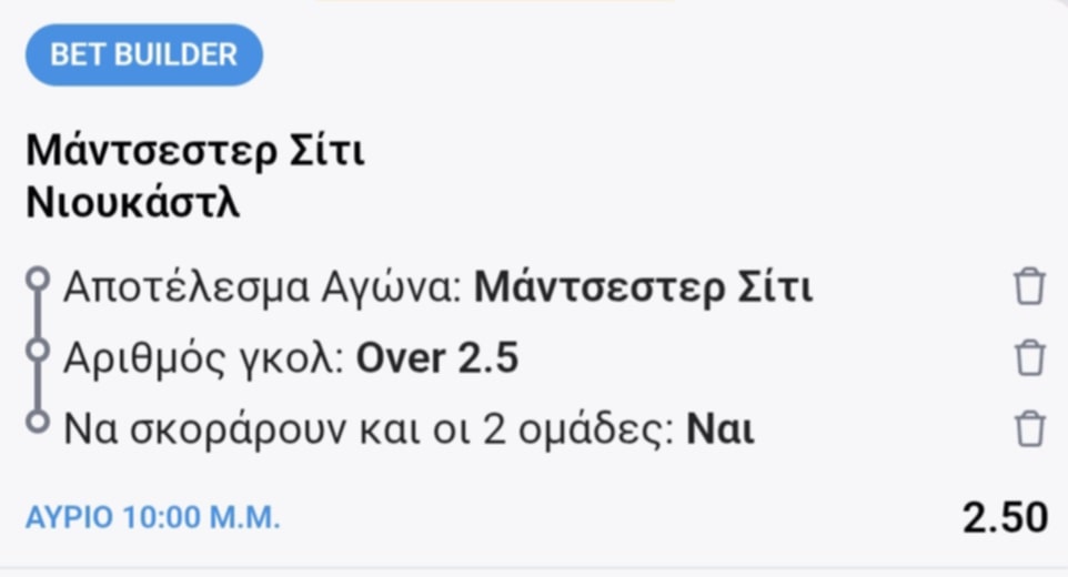 Manchester City Newcastle Bet Builder*