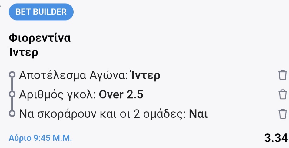 fiorentina Inter Bet Builder*