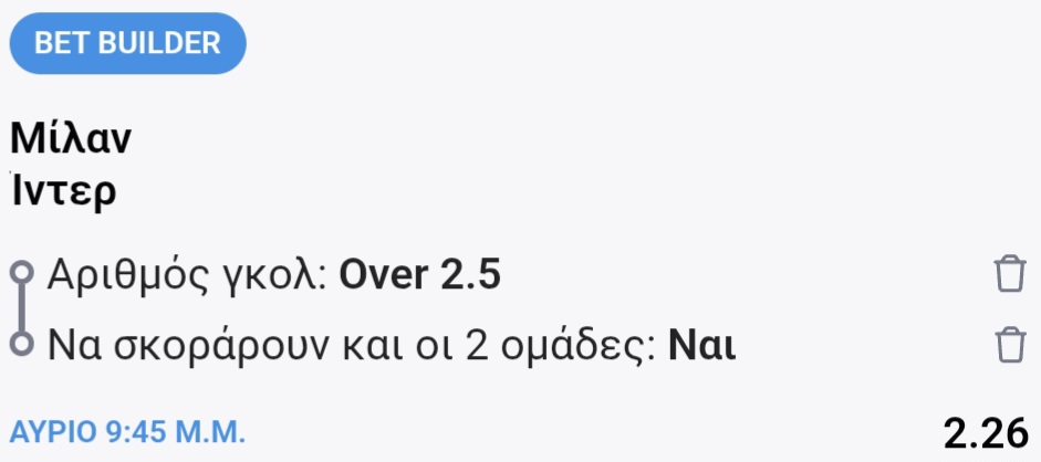 Milan Inter Bet Builder*
