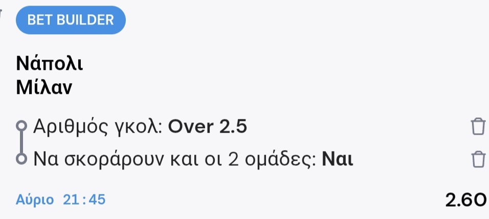 Napoli Milan Bet Builder*