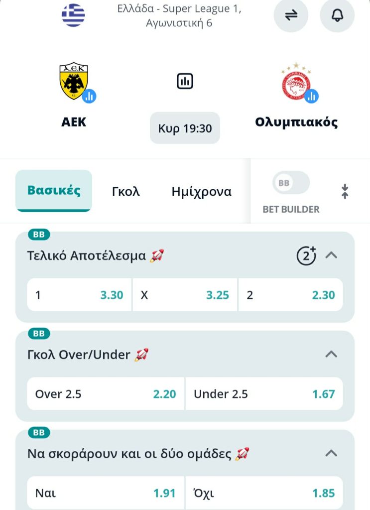 AEK Olympiakos Novibet