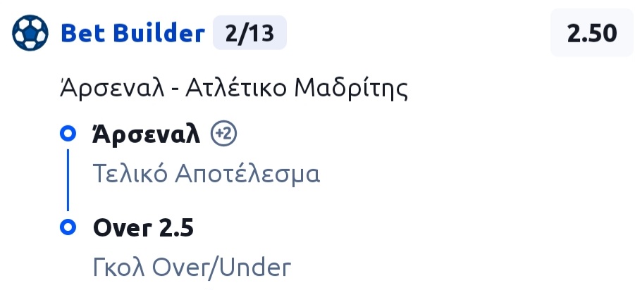 Arsenal Atletico Bet Builder*