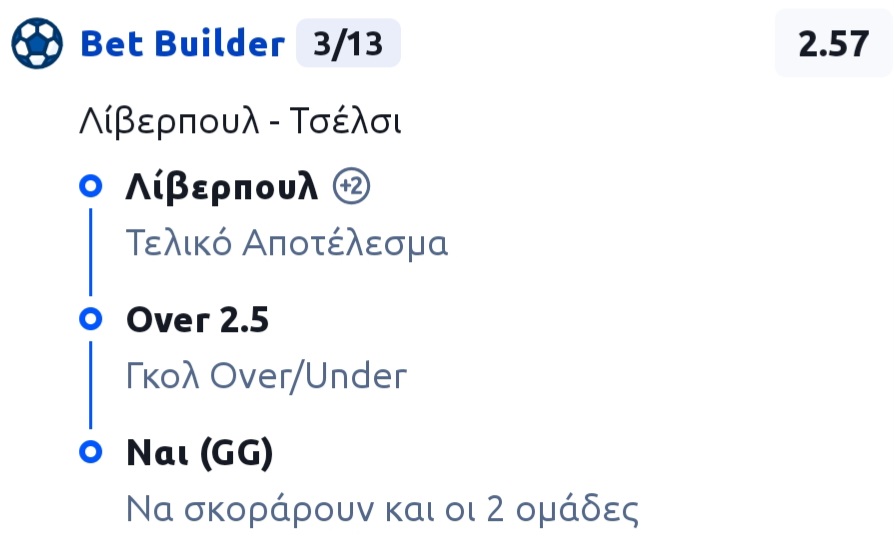 Liverpool Chelsea Bet Builder*