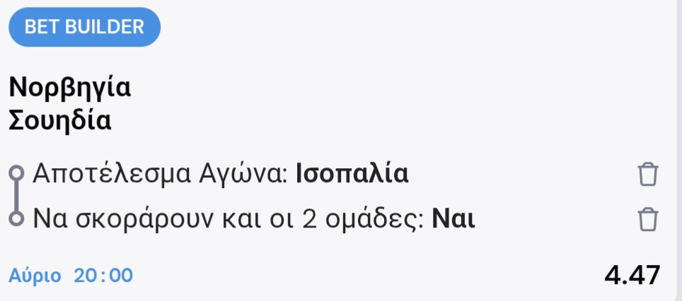 Norway Sweden Bet Builder*