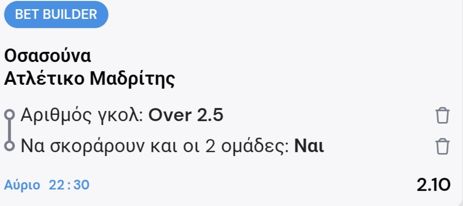 Osasuna Atletico Madrid Bet Builder*