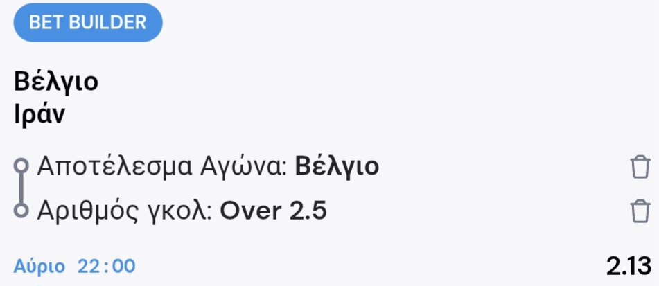 Belgium Iran Bet Builder*