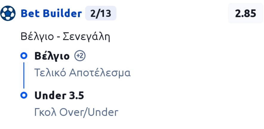 Belgium Senegal Bet Builder*