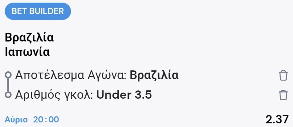 Brazil Japan Bet Builder* Betsson