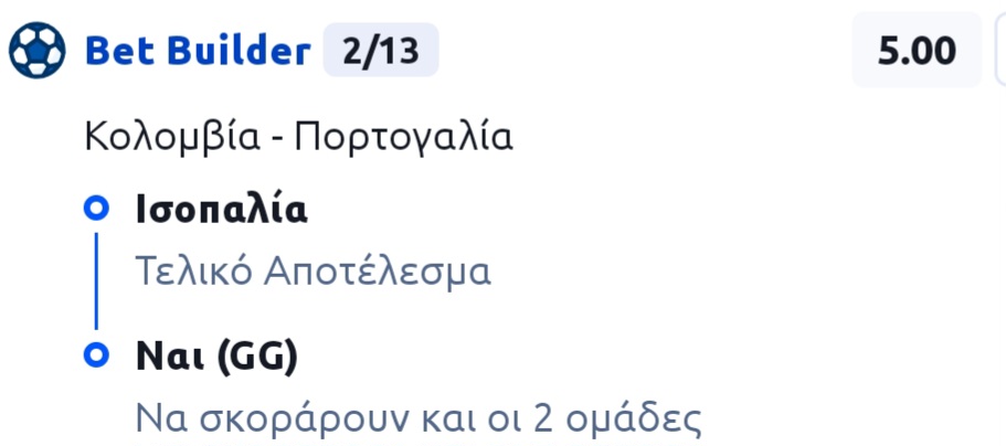 Colombia Portugal Bet Builder*