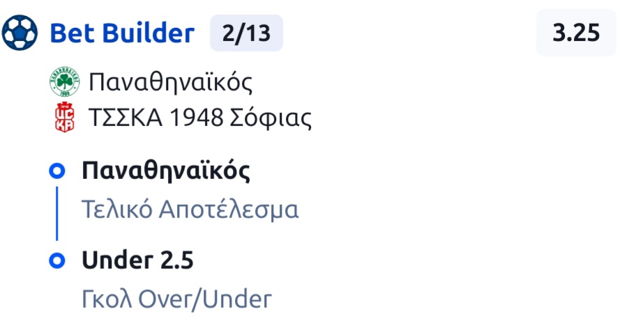 Panathinaikos CSSKA Bet Builder*