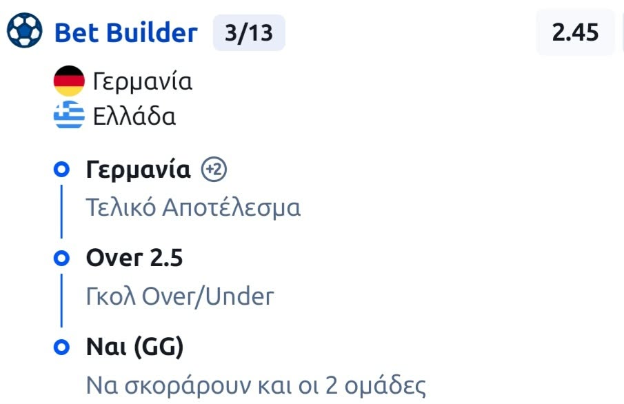 Germany Greece Bet Builder*