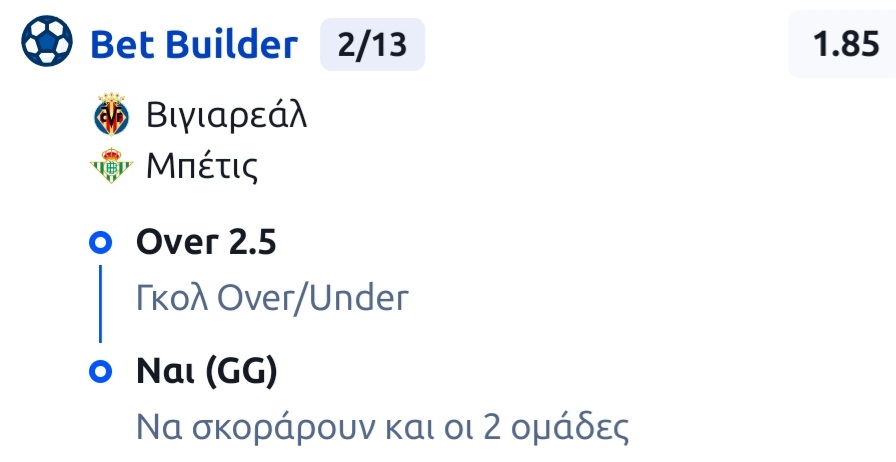 Villareal Betis Bet Builder*